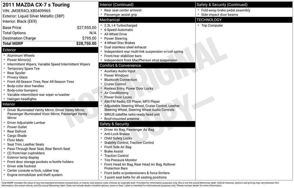 Used 2011 MAZDA CX-7 s Touring AWD/4WD image 7