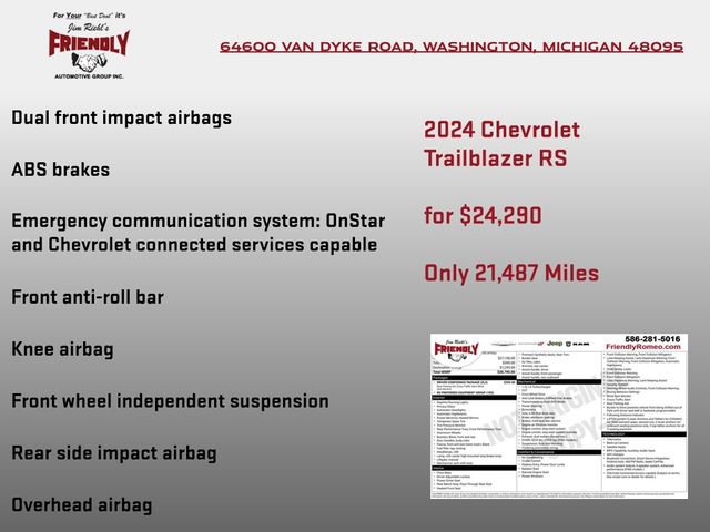 Used 2024 Chevrolet TrailBlazer RS w/ Driver Confidence Package FWD image 6