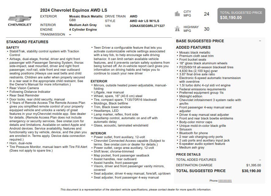 Certified 2024 Chevrolet Equinox LS w/ Midnight Edition AWD/4WD image 32