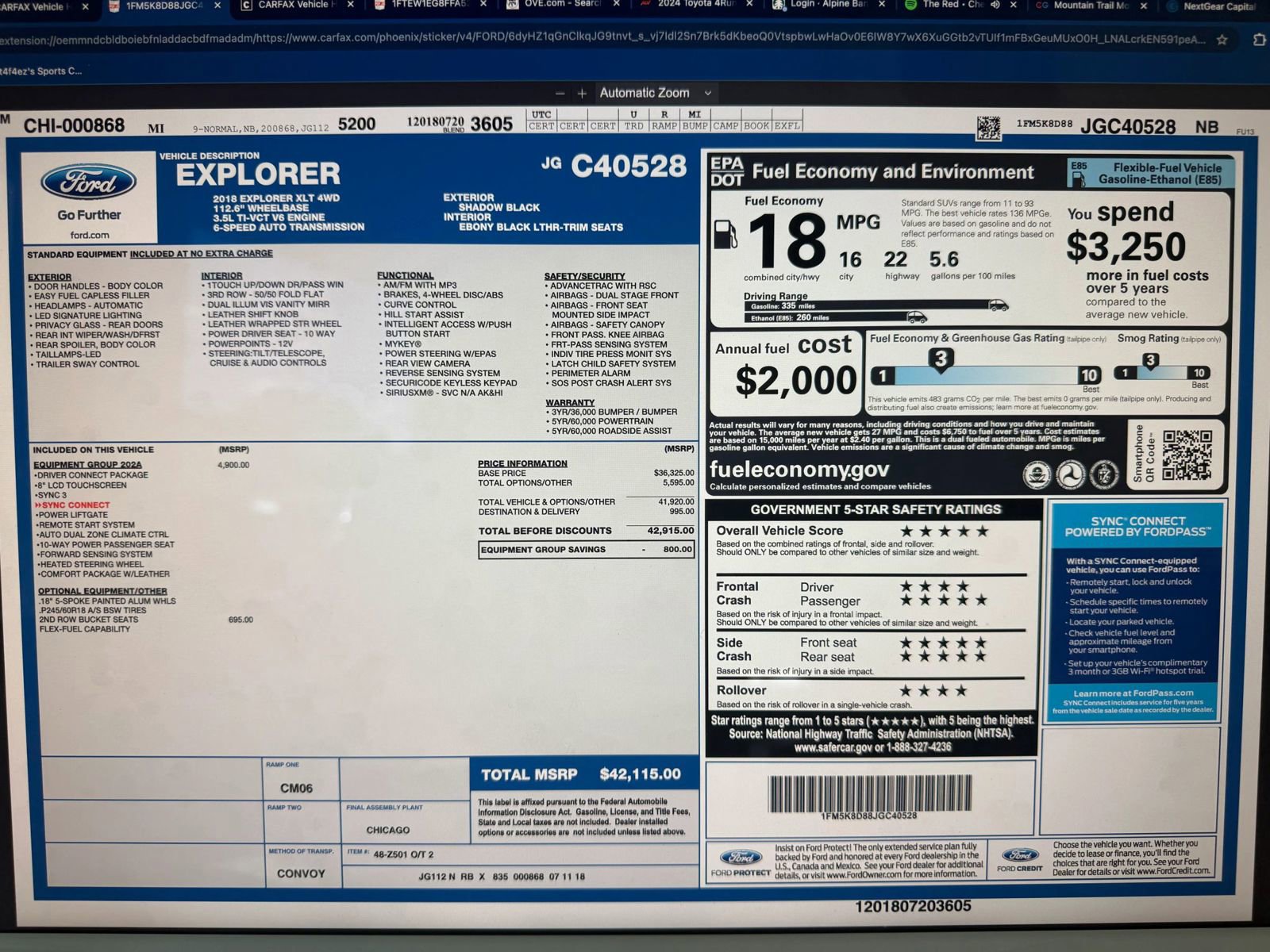 Used 2018 Ford Explorer XLT w/ Equipment Group 202A image 4