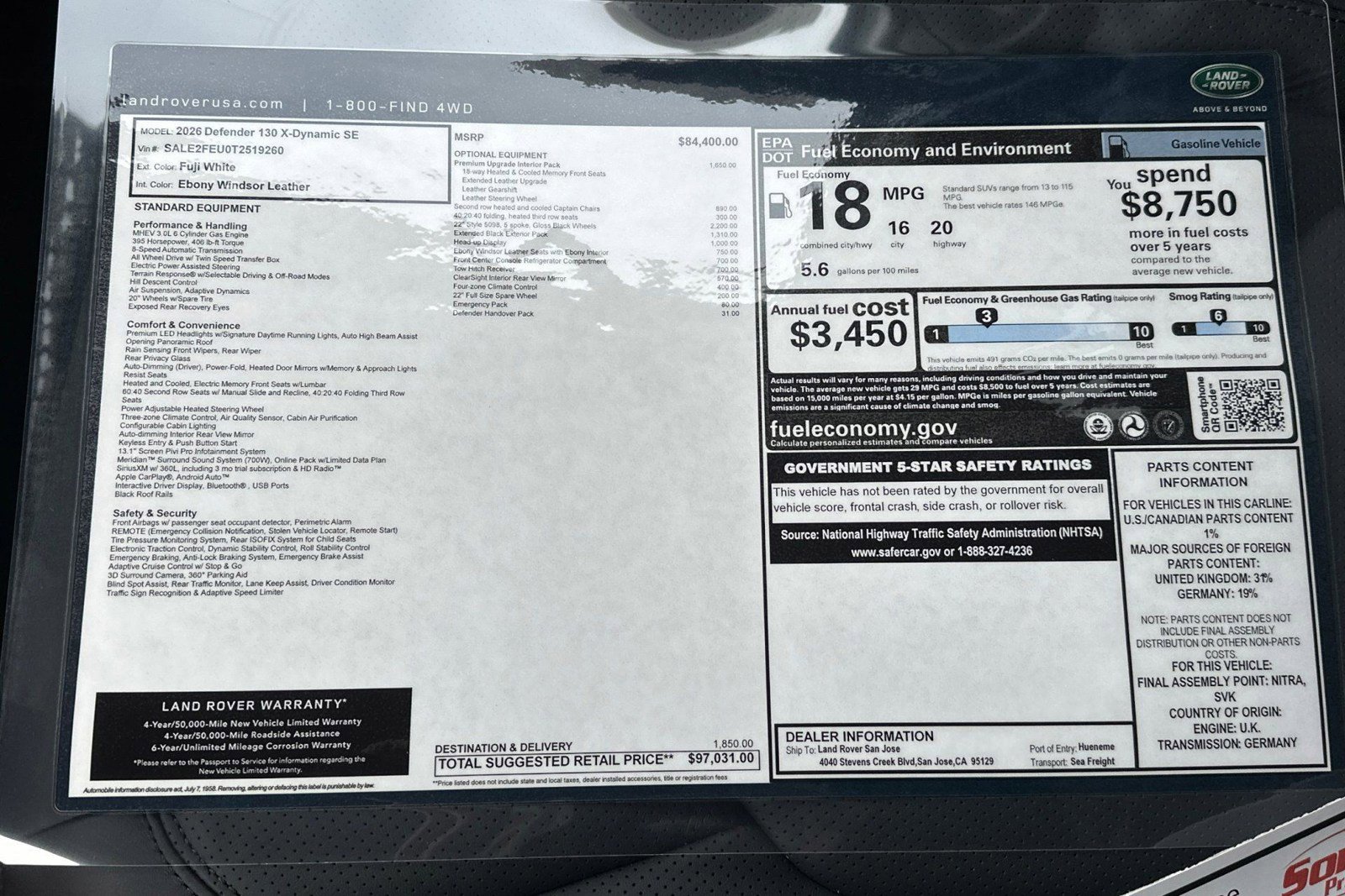 New 2026 Land Rover Defender 130 X-Dynamic SE image 31