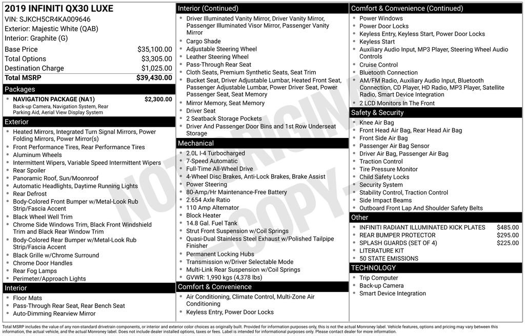 Used 2019 INFINITI QX30 Premium w/ Navigation Package image 25