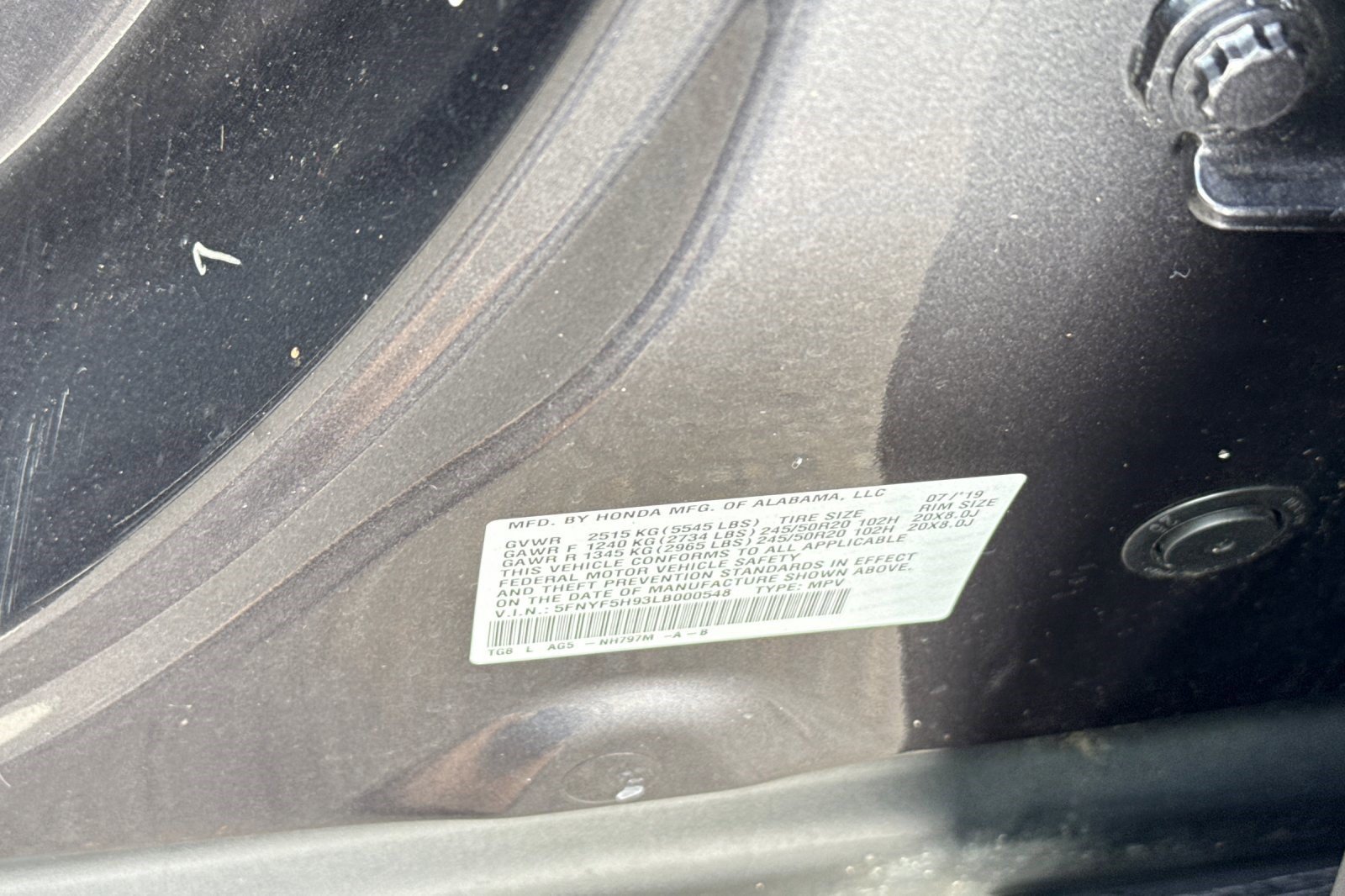 Certified 2020 Honda Pilot Touring image 19