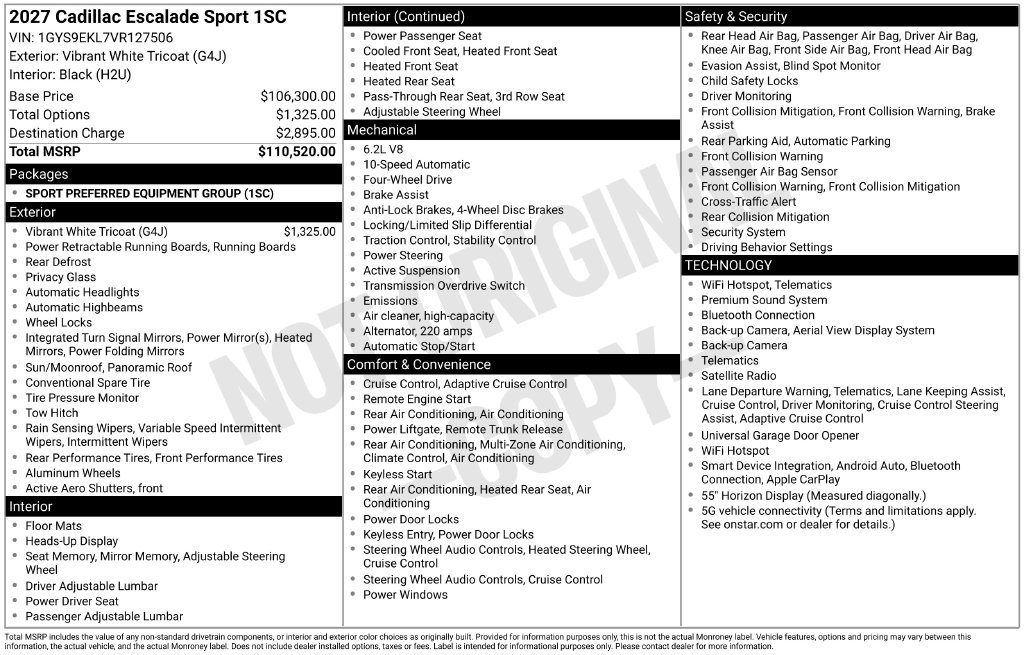 New 2027 Cadillac Escalade Sport AWD/4WD image 5