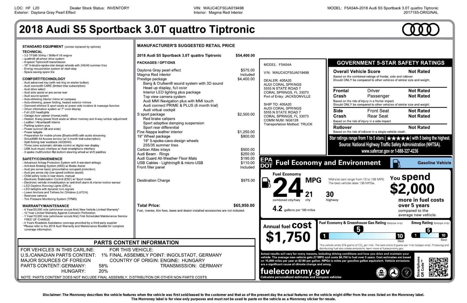 Used 2018 Audi S5 Prestige w/ S Sport Package image 3