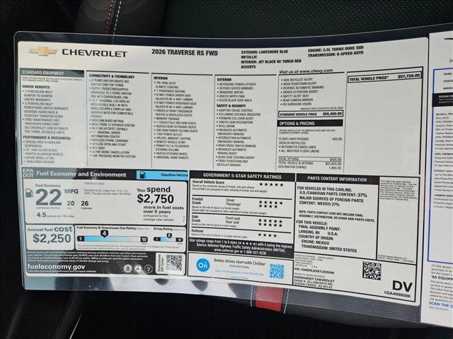 New 2026 Chevrolet Traverse RS w/ LPO, Floor Liner Package image 18