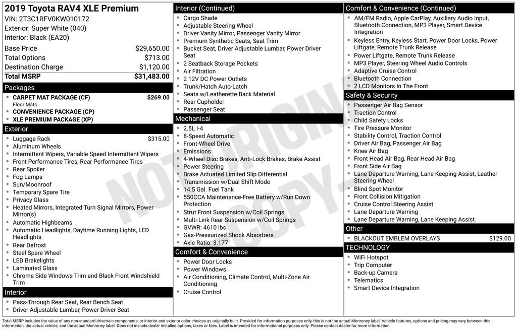 Used 2019 Toyota RAV4 XLE Premium w/ Carpet Mat Package FWD image 38