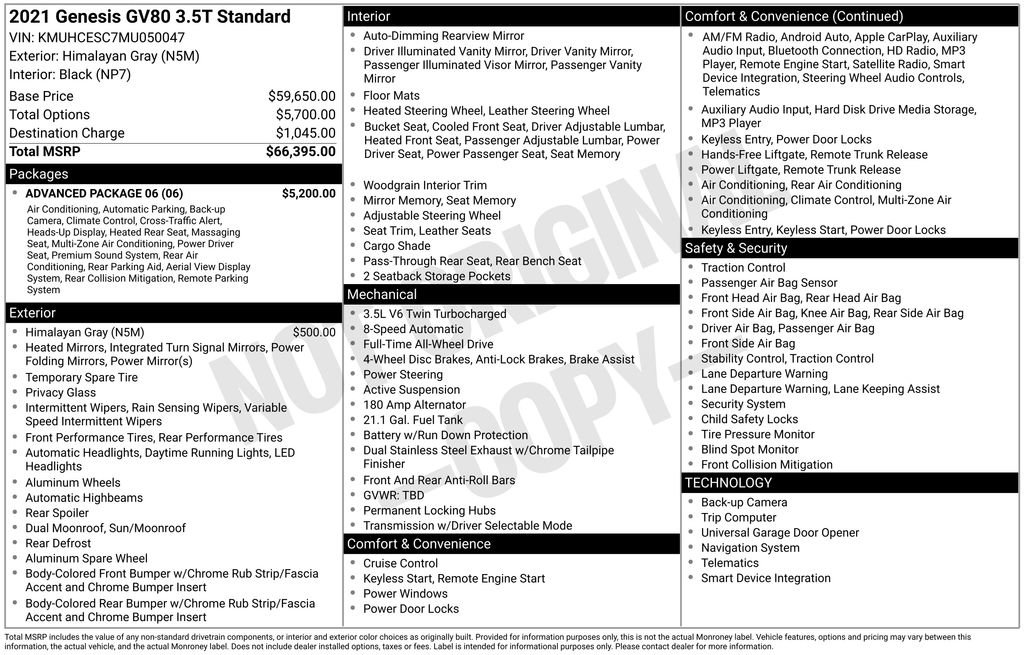 Used 2021 Genesis GV80 3.5T w/ Advanced Package 06 image 26