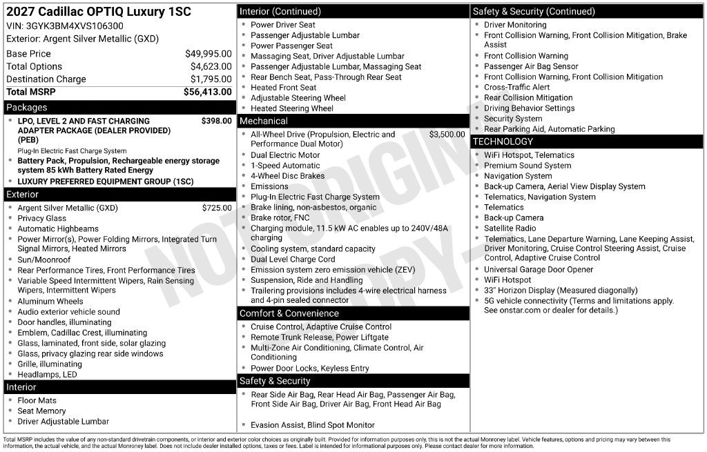 New 2027 Cadillac Optiq Luxury AWD/4WD image 4
