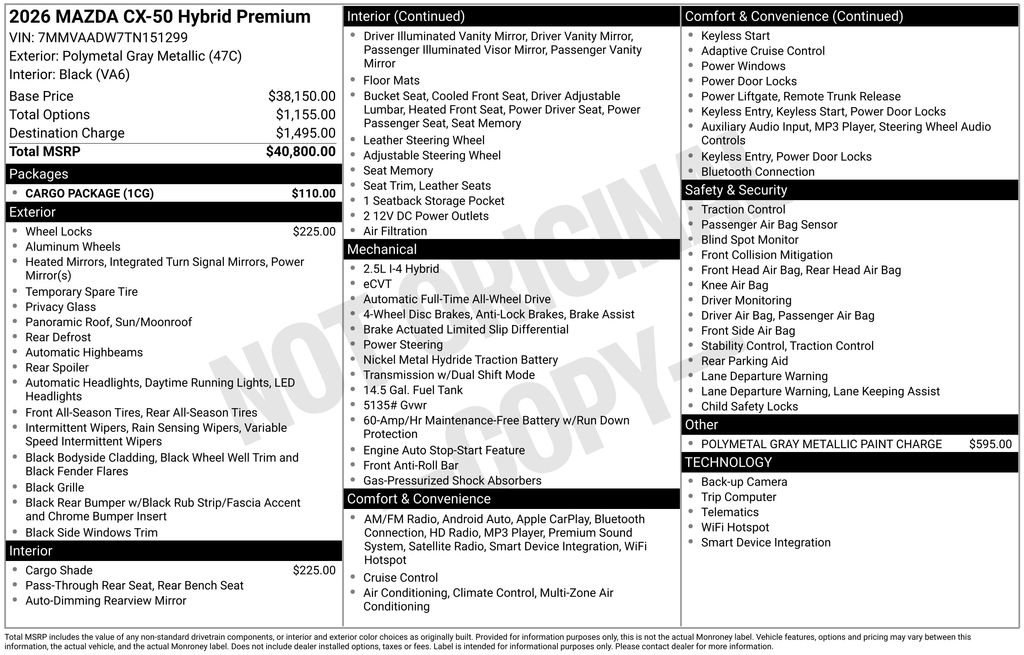 New 2026 MAZDA CX-50 AWD 2.5 Hybrid w/ Cargo Package image 4