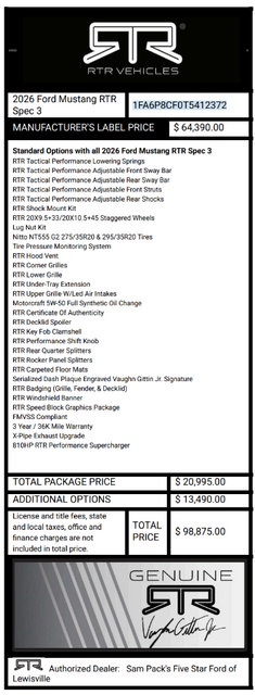 New 2026 Ford Mustang GT Premium w/ GT Performance Package RWD image 2