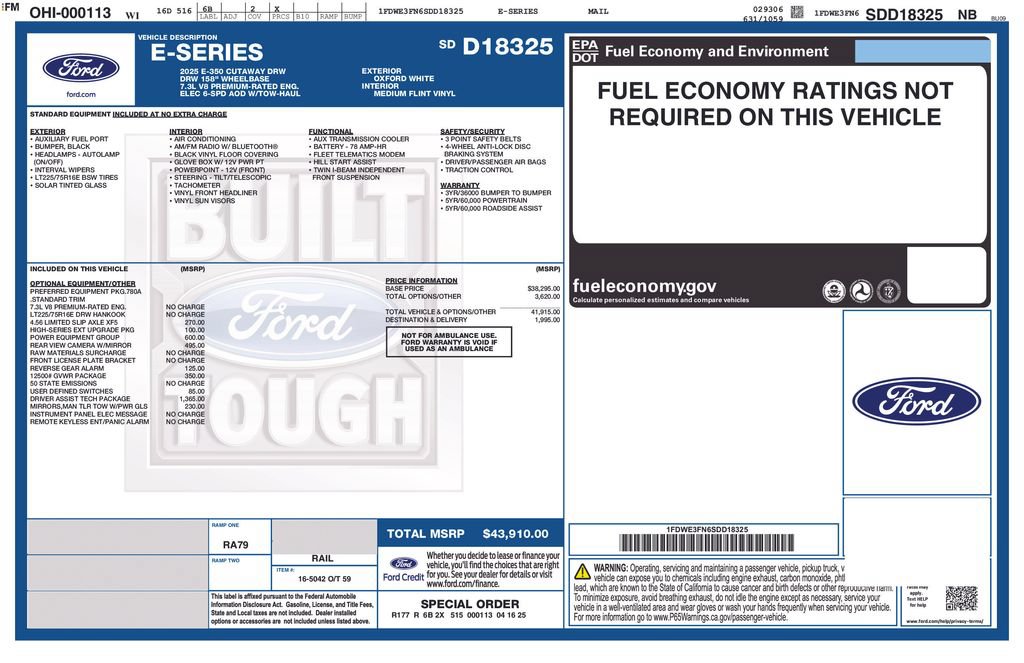 New 2025 Ford E-350 and Econoline 350 Super Duty w/ Driver's Safety Package RWD image 14