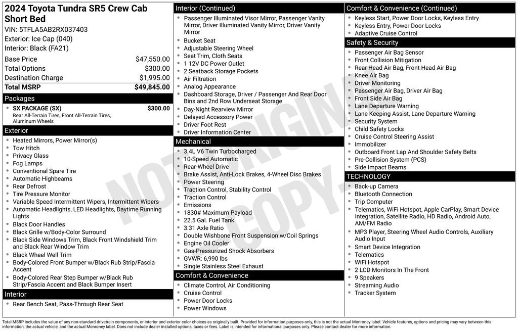 Used 2024 Toyota Tundra SR5 w/ SX Package RWD image 45
