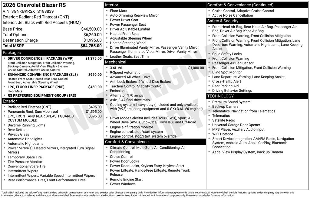 New 2026 Chevrolet Blazer RS w/ Driver Confidence II Package AWD/4WD image 42