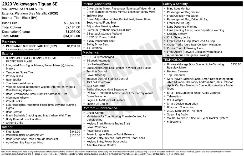 Used 2023 Volkswagen Tiguan SE w/ Panoramic Sunroof Package FWD image 40