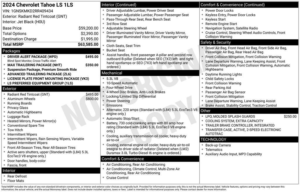 Used 2024 Chevrolet Tahoe LS w/ Driver Alert Package AWD/4WD image 3