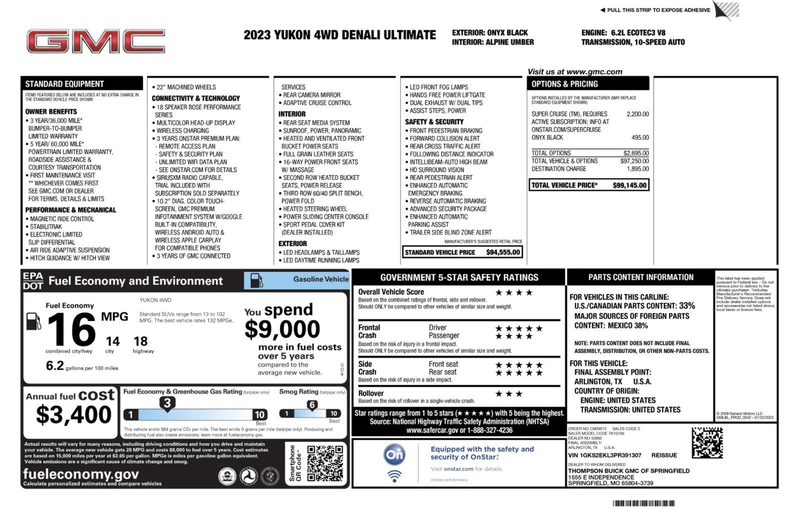 Used 2023 GMC Yukon Denali Ultimate AWD/4WD image 63