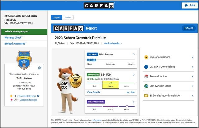 Used 2023 Subaru Crosstrek 2.0i Premium image 6