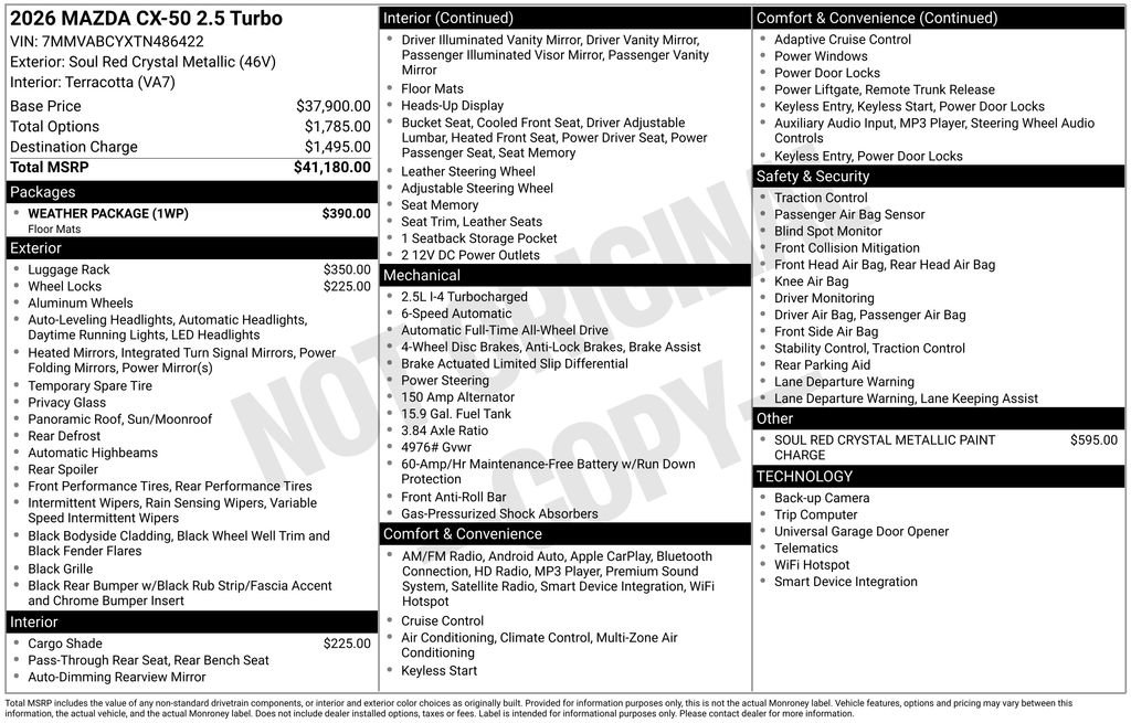 New 2026 MAZDA CX-50 AWD 2.5 S w/ Weather Package image 37