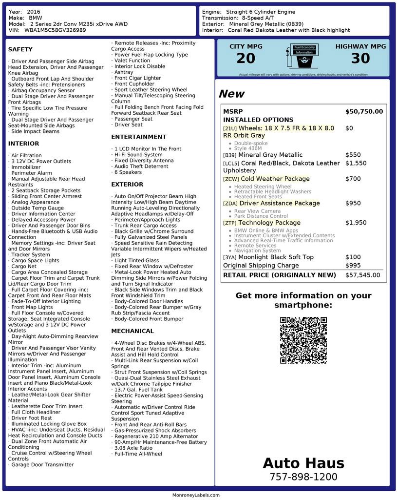 Used 2016 BMW M235i xDrive M235i xDrive w/ Technology Package image 3