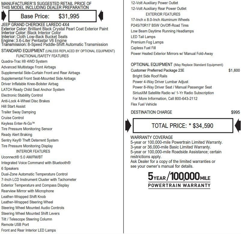 Used 2015 Jeep Grand Cherokee Laredo w/ Quick Order Package 23E image 2