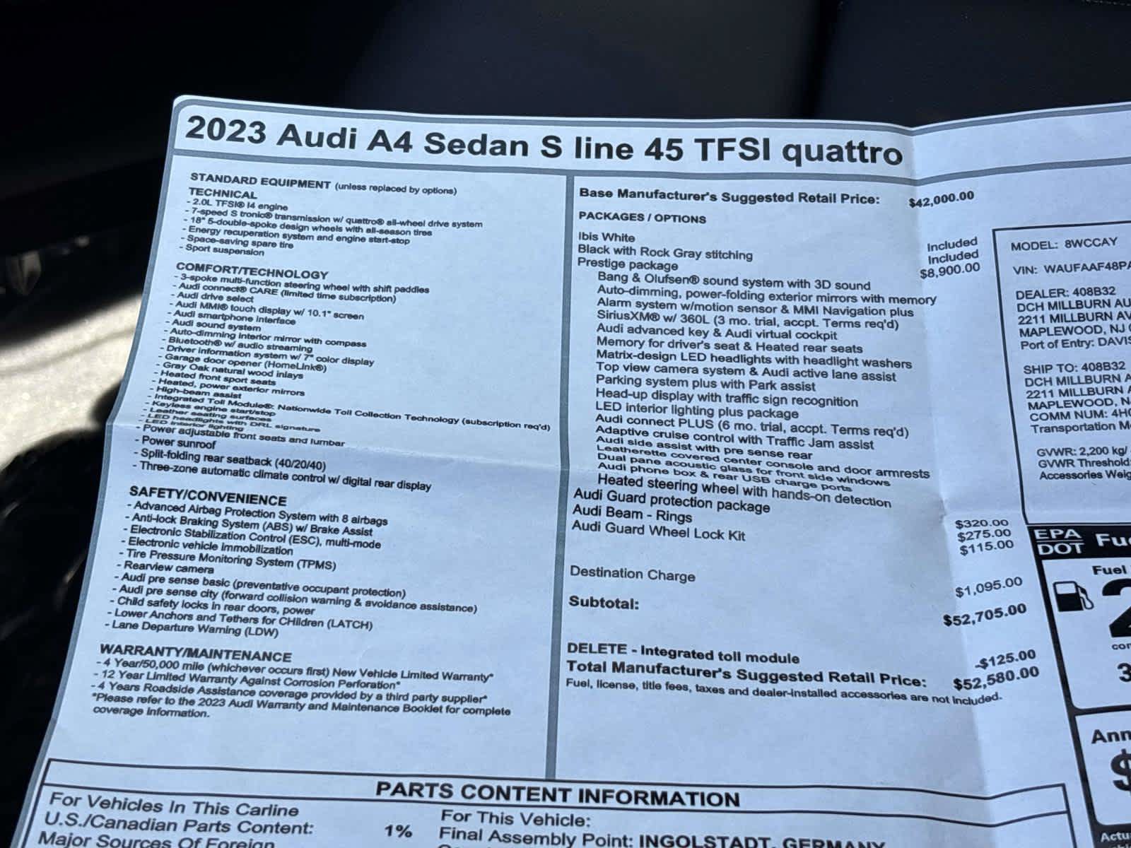 Used 2023 Audi A4 2.0T Prestige w/ Prestige Package AWD/4WD image 35