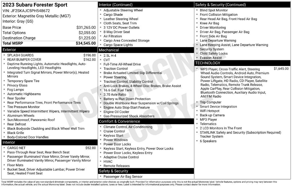 Certified 2023 Subaru Forester Sport AWD/4WD image 7