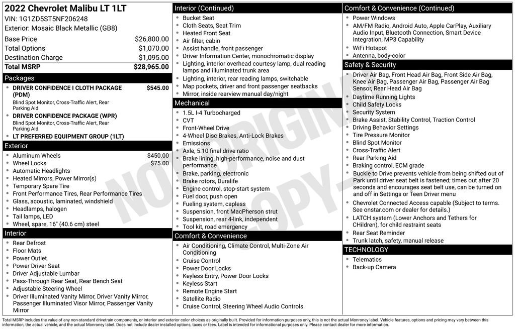 Used 2022 Chevrolet Malibu LT FWD image 5
