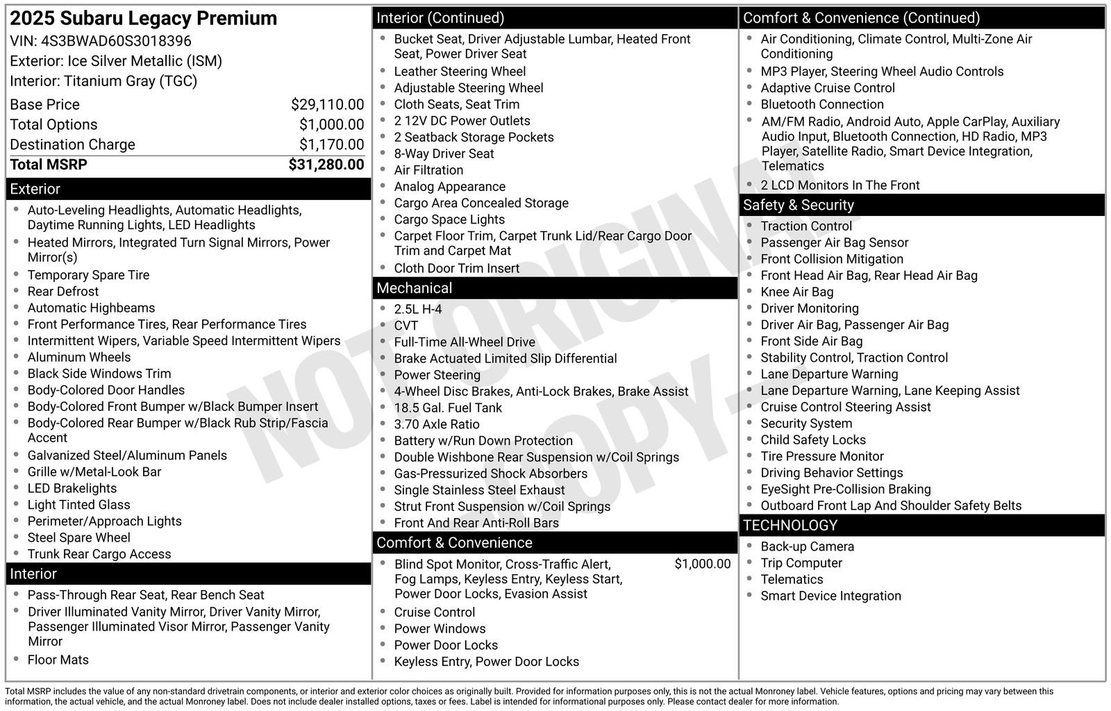 Certified 2025 Subaru Legacy Premium image 31