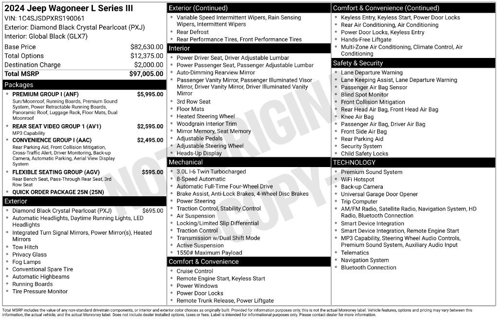Used 2024 Jeep Wagoneer L Series III w/ Premium Group I AWD/4WD image 35
