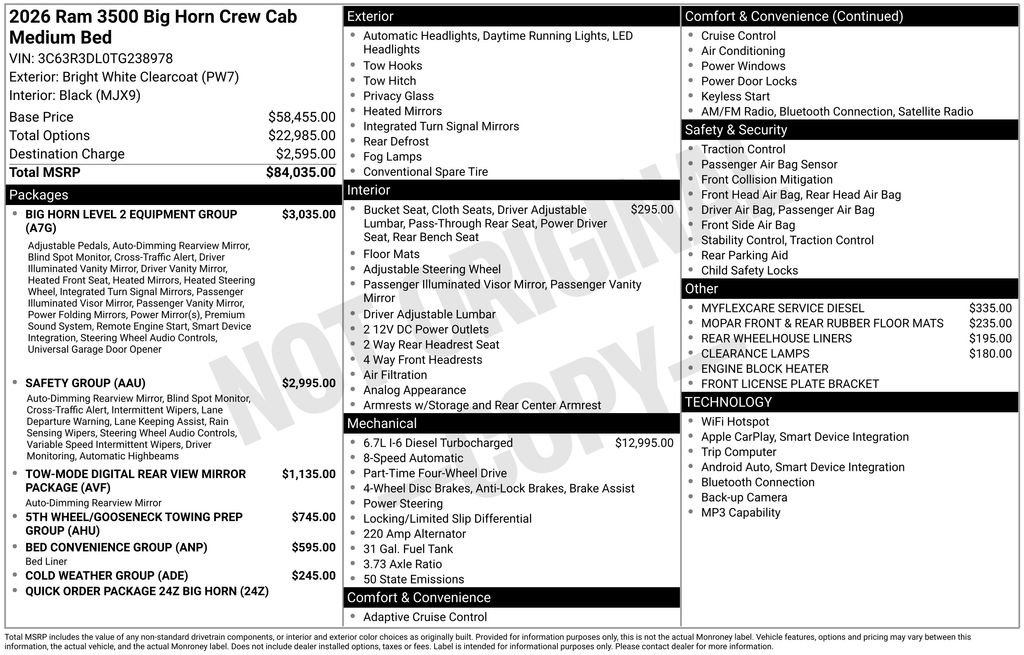 New 2026 RAM 3500 Big Horn AWD/4WD image 6