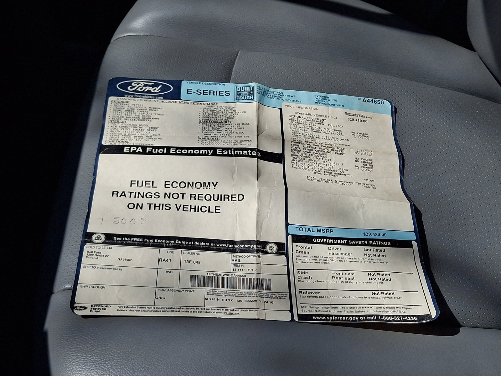 Used 2011 Ford E-250 and Econoline 250 Extended w/ Commercial Cargo Van Pkg image 28