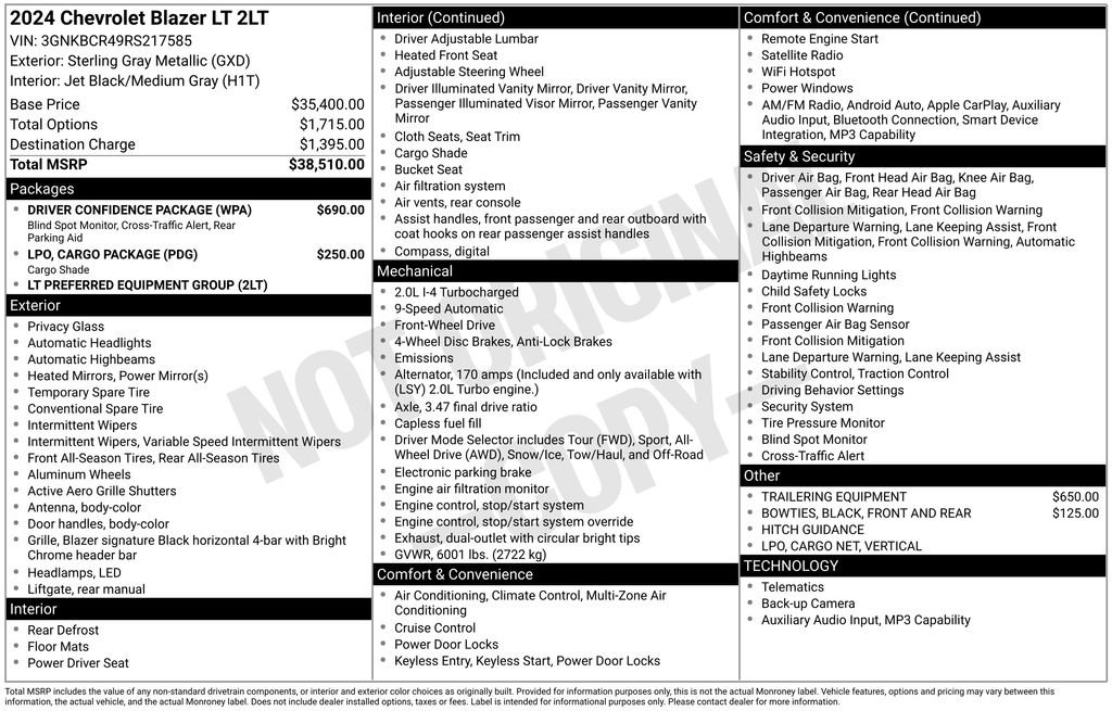 Used 2024 Chevrolet Blazer LT w/ Driver Confidence Package FWD image 7