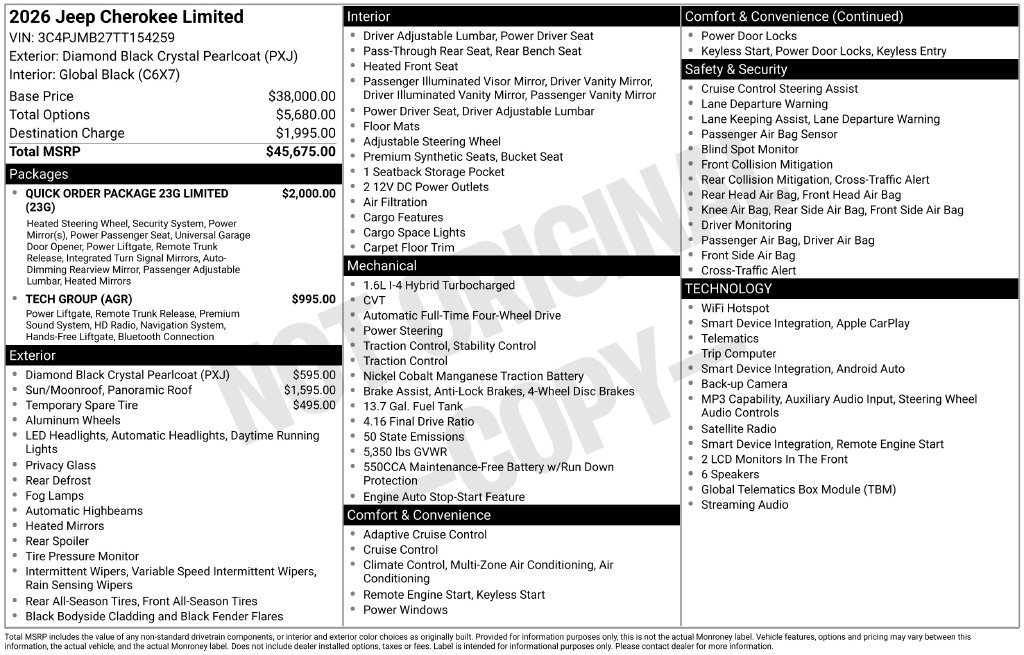 New 2026 Jeep Cherokee Limited AWD/4WD image 6