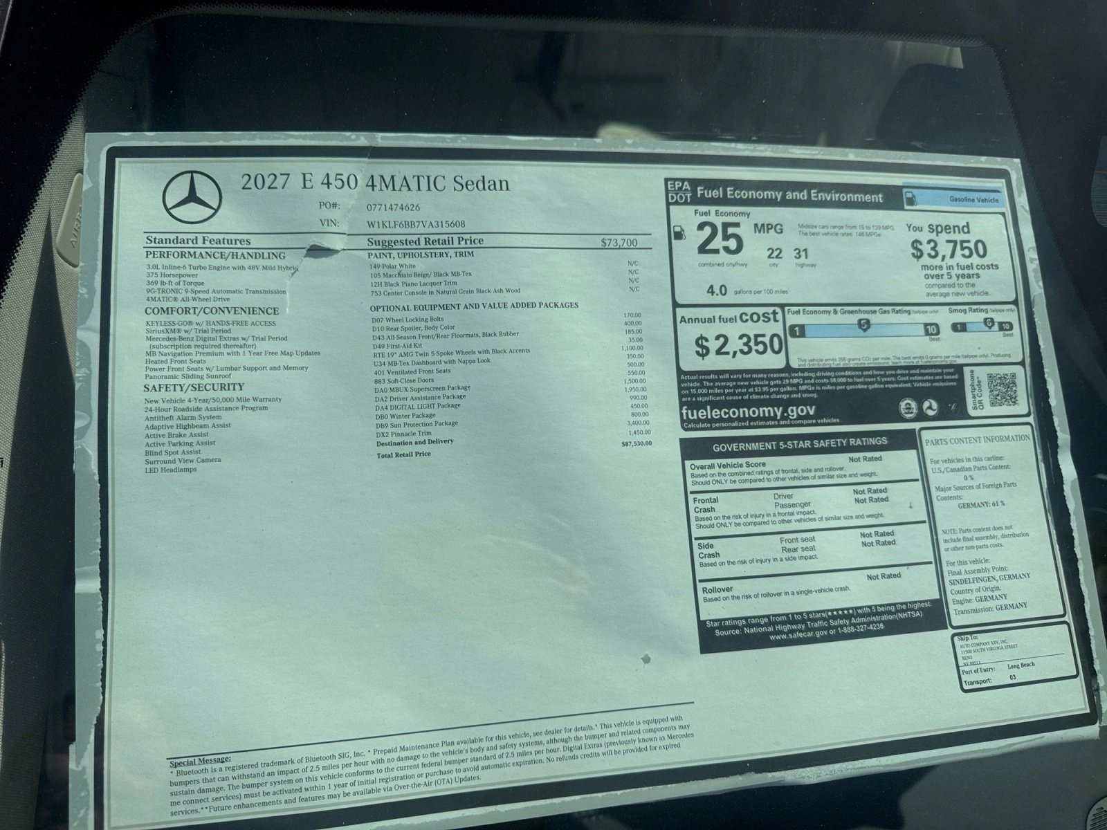 New 2027 Mercedes-Benz E 450 4MATIC Sedan image 19