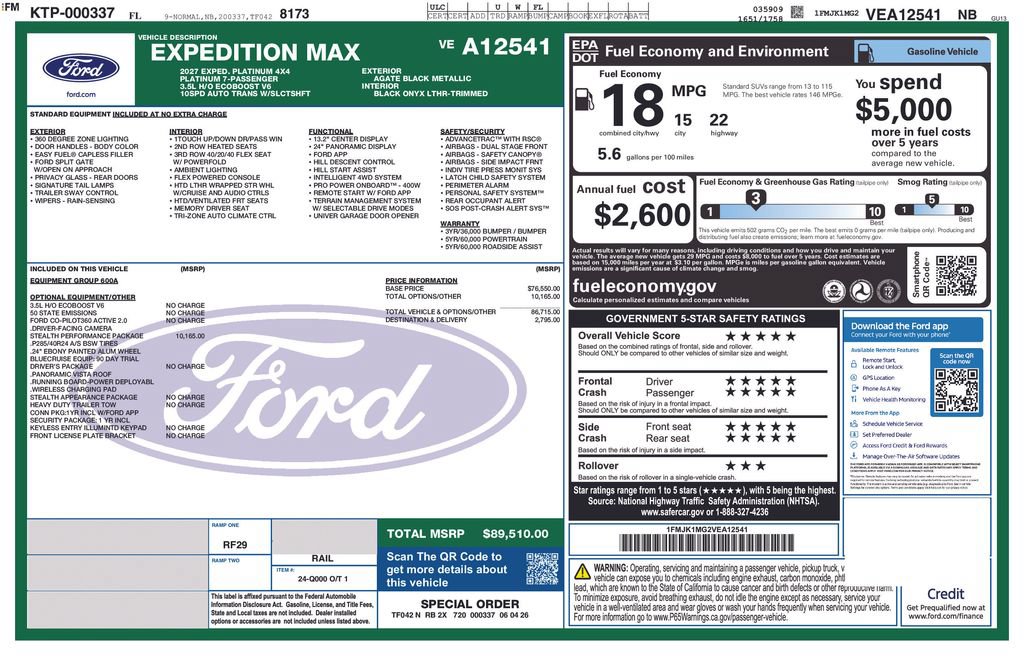 New 2027 Ford Expedition Max Platinum w/ Stealth Performance Package AWD/4WD image 11