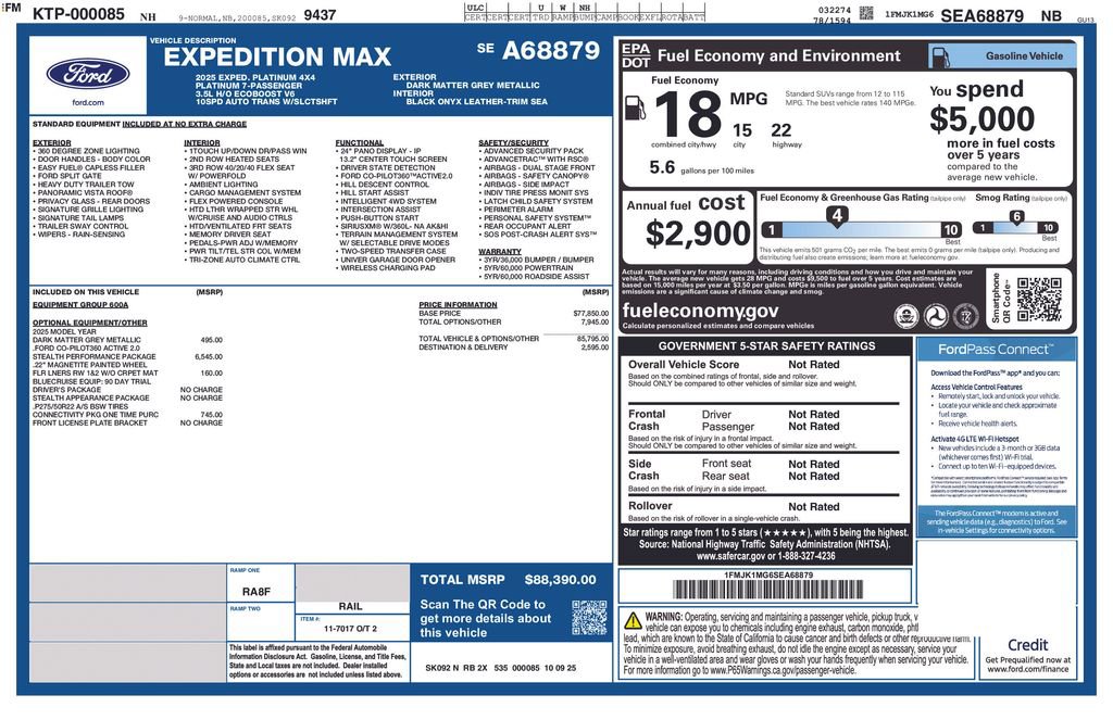 New 2025 Ford Expedition Max Platinum w/ Stealth Performance Package image 13