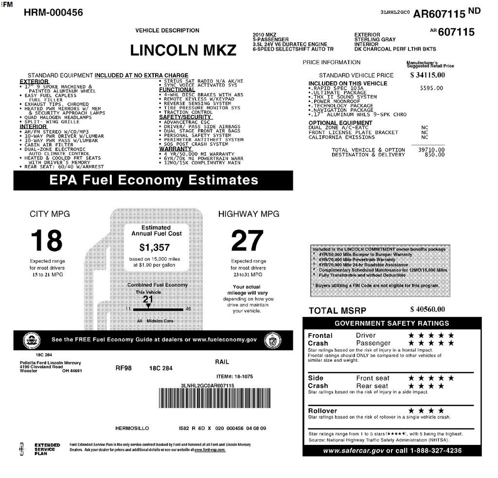 Used 2010 Lincoln MKZ FWD image 2