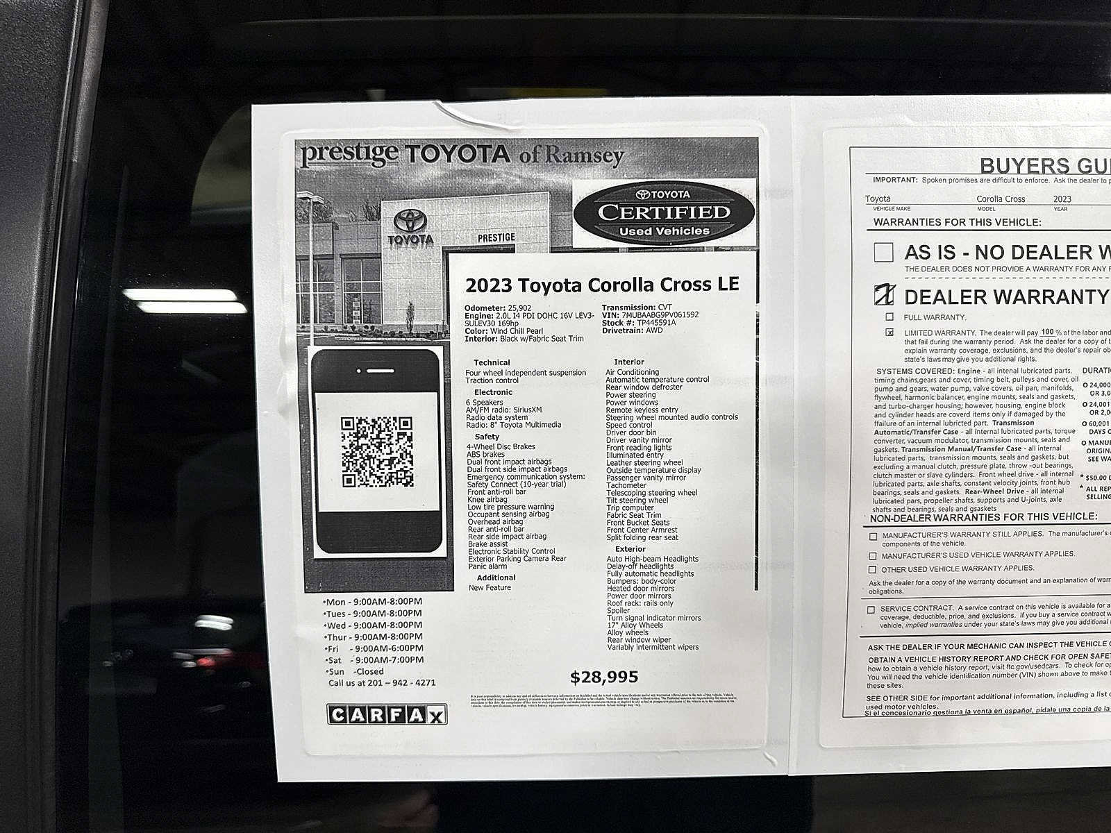 Certified 2023 Toyota Corolla Cross LE w/ Moonroof Package AWD/4WD image 13