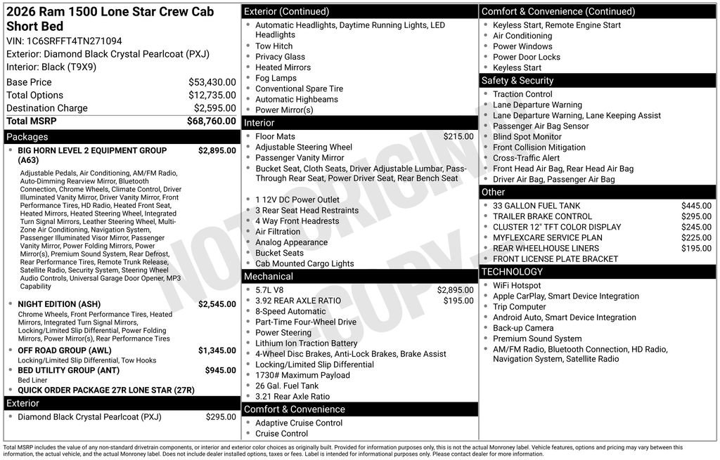 New 2026 RAM 1500 Lone Star AWD/4WD image 48