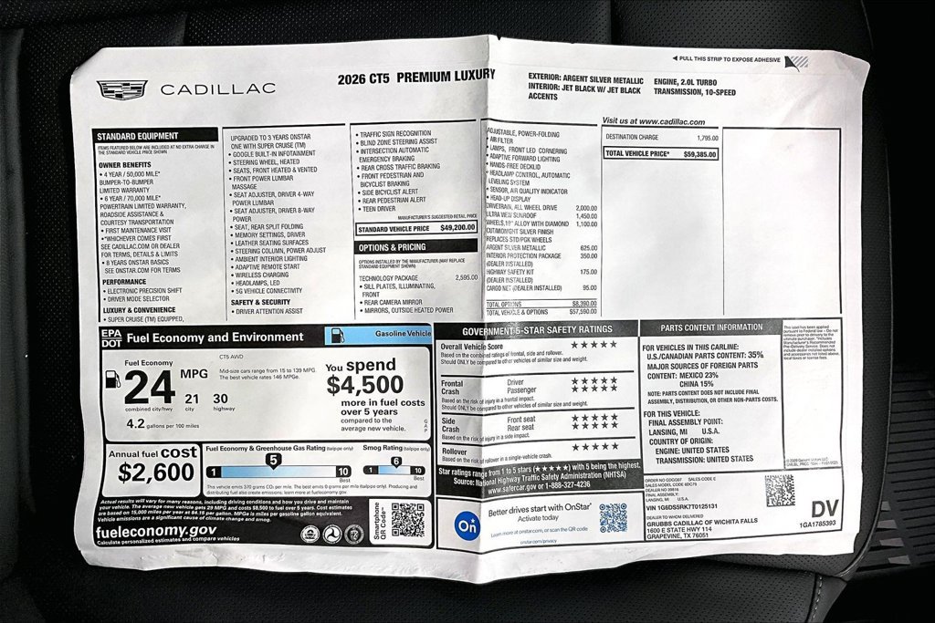 New 2026 Cadillac CT5 Premium Luxury w/ Technology Package AWD/4WD image 34