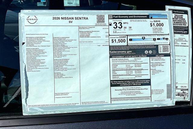 New 2026 Nissan Sentra SV w/ Floor Mat Package image 12
