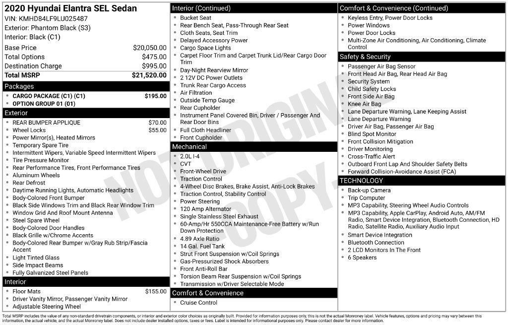 Used 2020 Hyundai Elantra SEL w/ Cargo Package (C1) FWD image 5