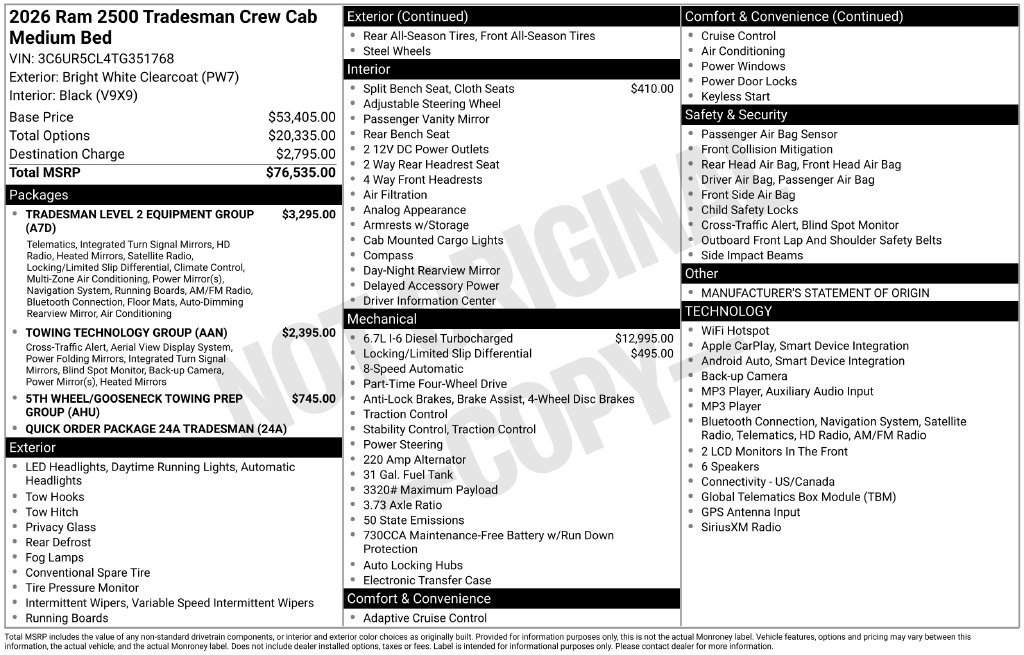 New 2026 RAM 2500 Tradesman AWD/4WD image 5