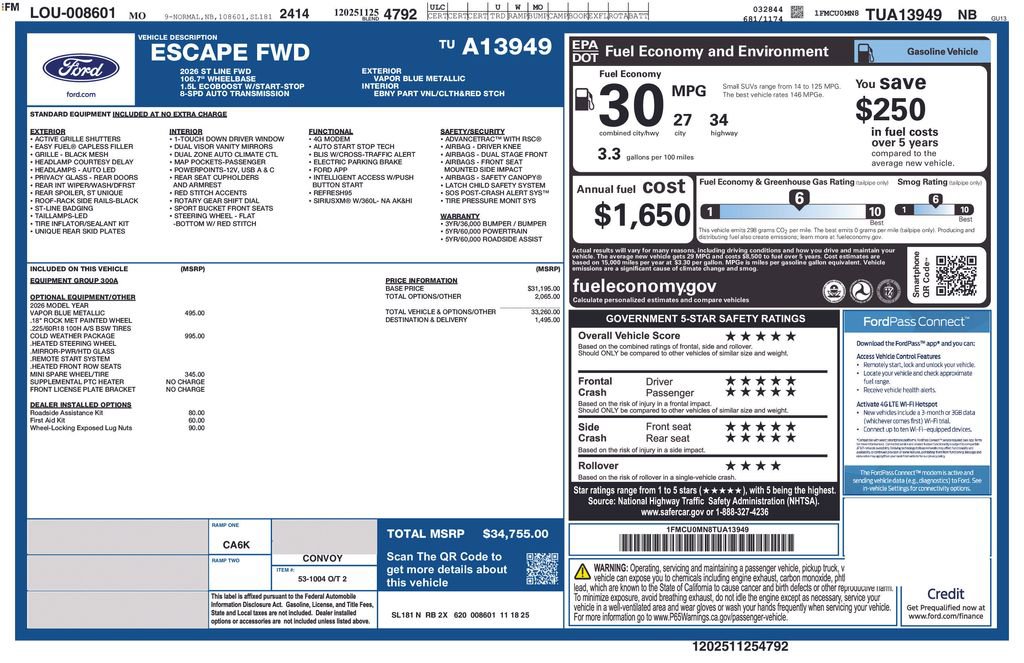 New 2026 Ford Escape ST-Line w/ Cold Weather Package FWD image 28