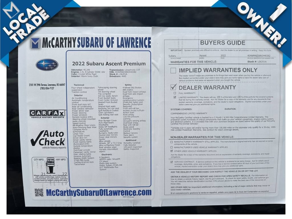 Used 2022 Subaru Ascent Premium w/ Convenience Package AWD/4WD image 11