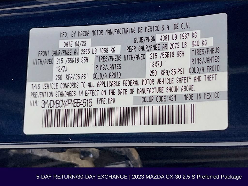 Certified 2023 MAZDA CX-30 AWD 2.5 S w/ Preferred Package image 36