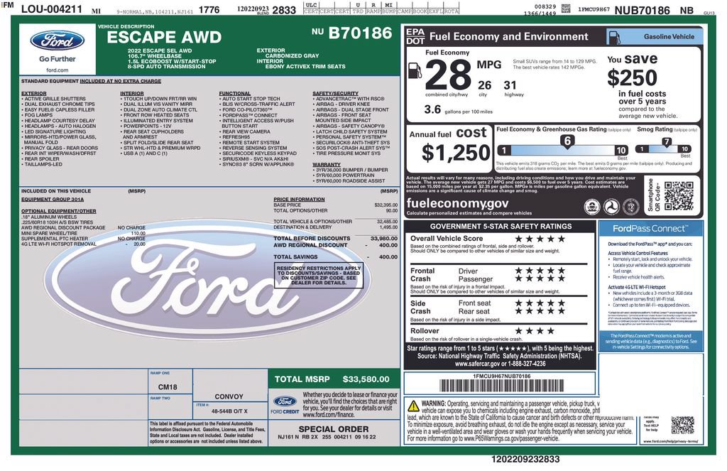 Certified 2022 Ford Escape SEL AWD/4WD image 37