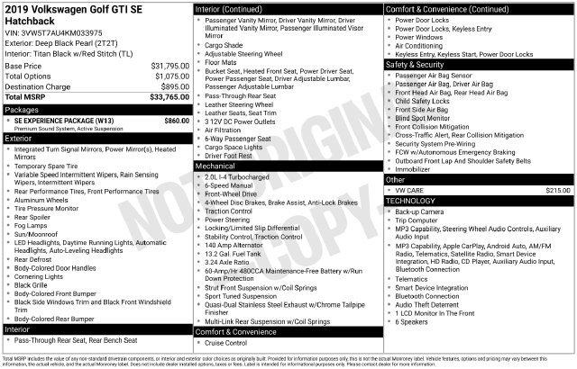 Used 2019 Volkswagen GTI SE w/ SE Experience Package FWD image 13