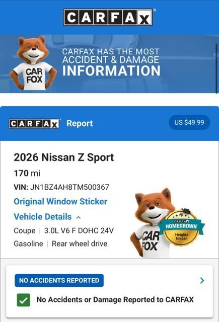 Used 2026 Nissan Z Sport w/ Floor Mat Package RWD image 7